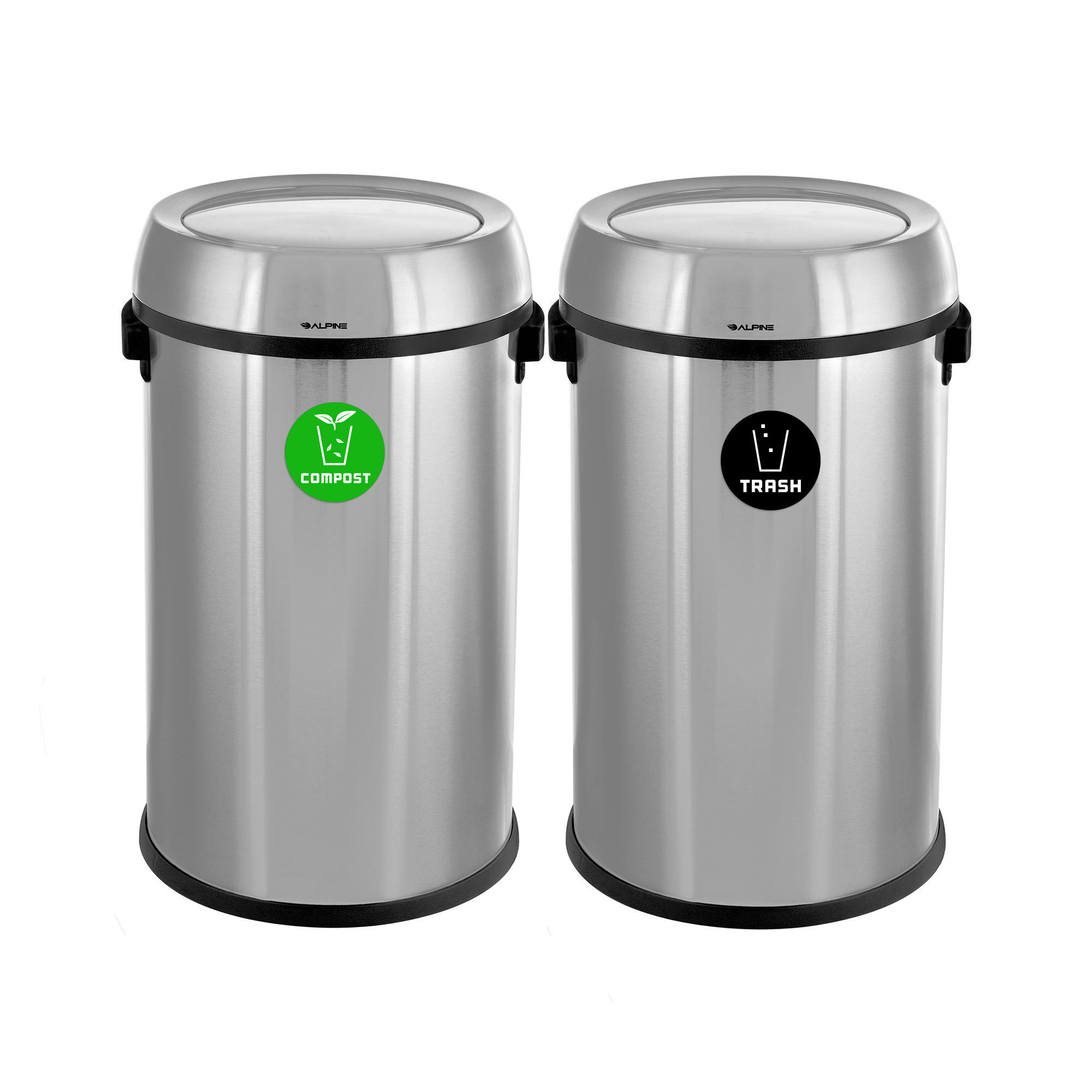 Alpine, 34-Gallon Stainless Compost and Trash Can Station, Capacity 34 Gal, Model# ALP470-65L-1-CO-T